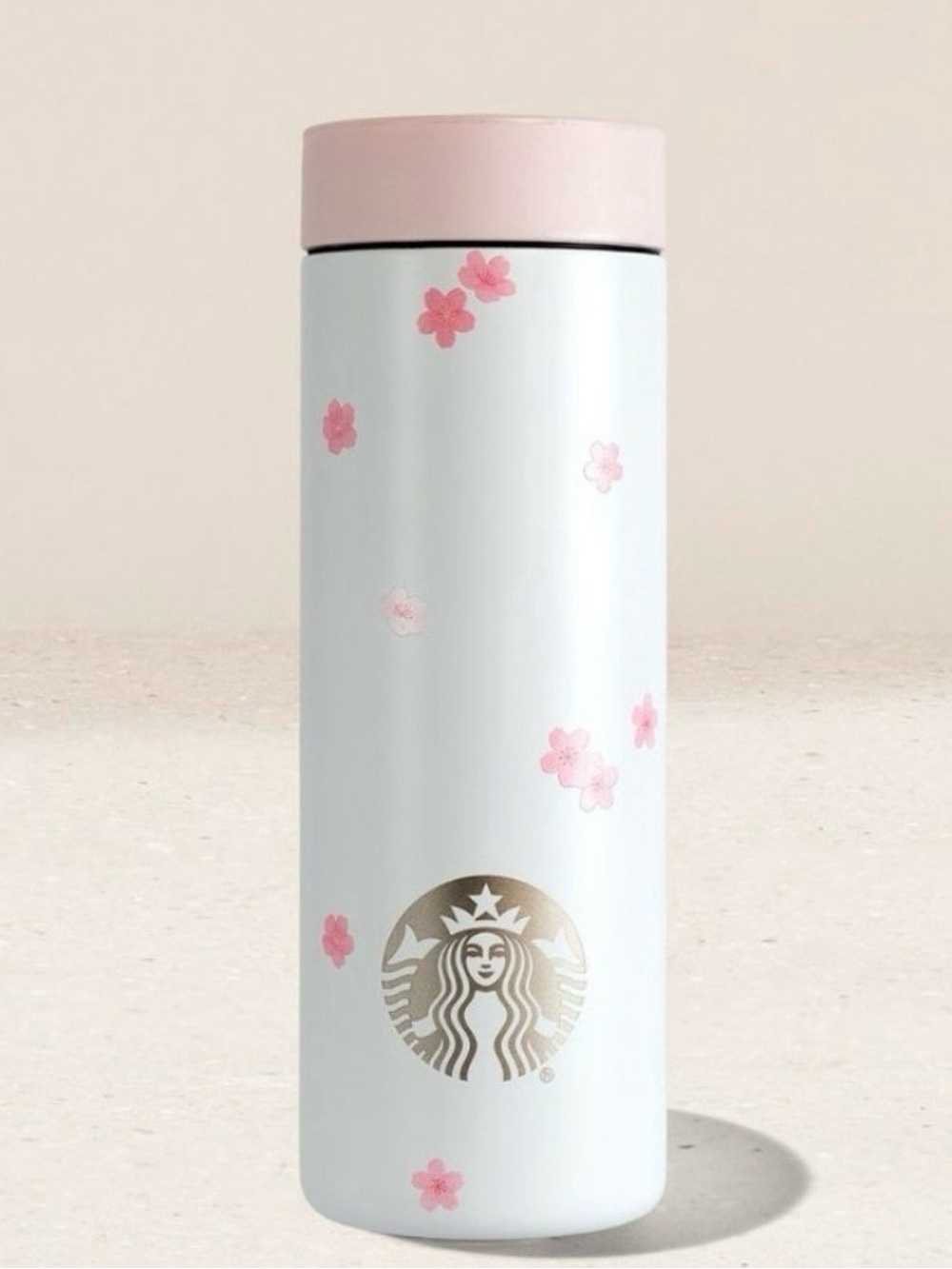 Starbucks Pink Cherry Blossom Stainless Bottle - Pink/White